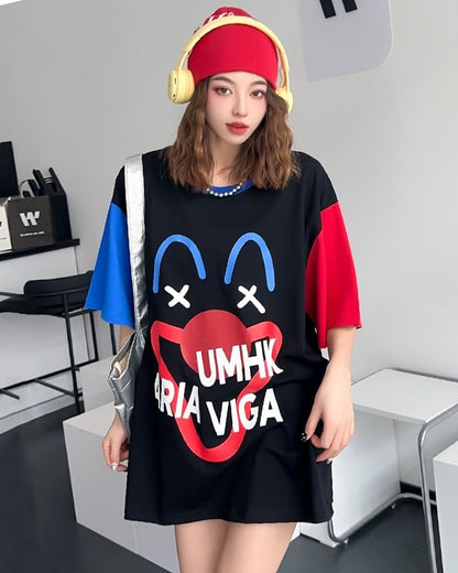 お勧めカラーマッチング ゆったり ビッグロゴ 半袖Tシャツ 全2色＜U-4838＞