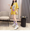 【半額！期間限定！！】グラフィック レース 透かし彫り ロング Tシャツ ゆったりワンピース ＜U-4021＞