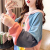 好感度UP プリントフード付き 虹色 パーカー トップス＜U-4033＞