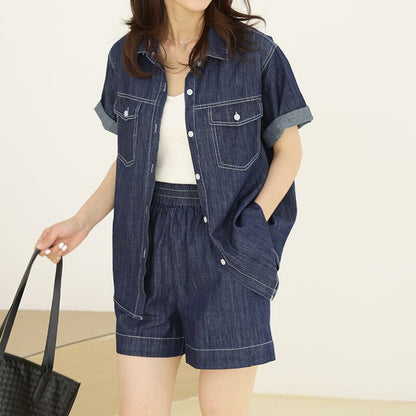 新商品 デニム 超人気 半袖トップスⅹパンツセット <U-8233>