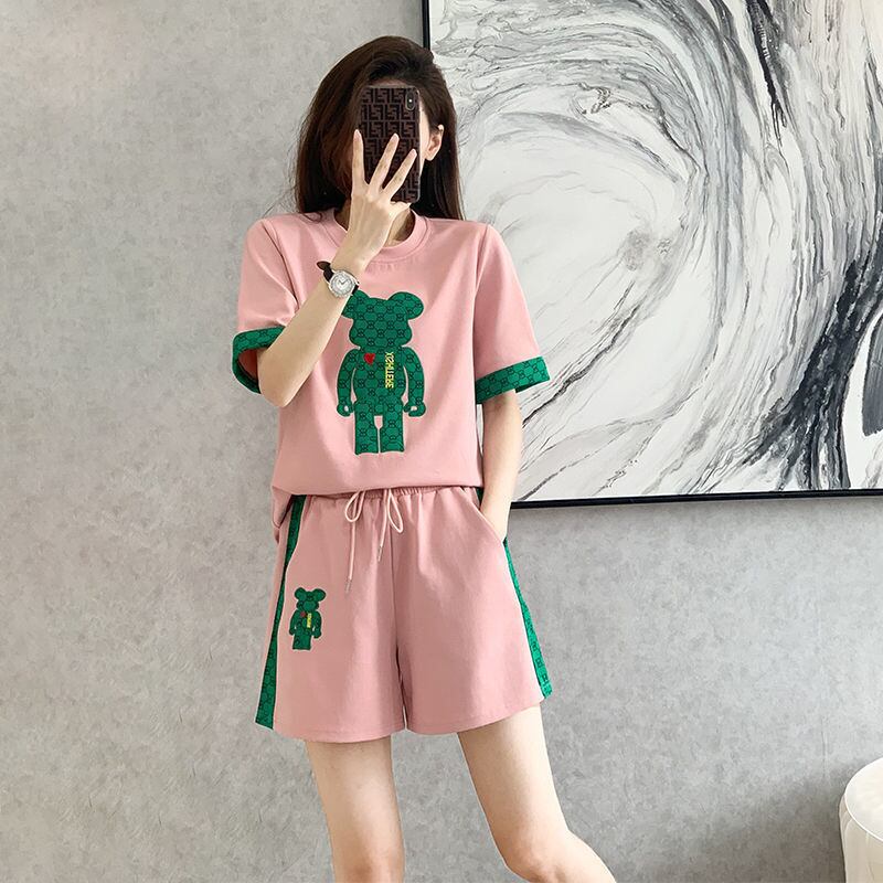 大好評 カジュアル 話題沸騰中 切り替え 全3色 半袖 Tシャツ ショートパンツ セットアップ ＜U-9007＞
