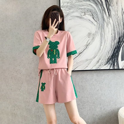 大好評 カジュアル 話題沸騰中 切り替え 全3色 半袖 Tシャツ ショートパンツ セットアップ ＜U-9007＞