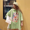 ルーズ 切り替え オシャレ度満点 プリント Tシャツ カットソー＜U-3459＞