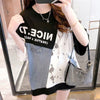 スタイリッシュ 切り替え 一目惚れ プリント Tシャツ カットソー＜U-3102＞
