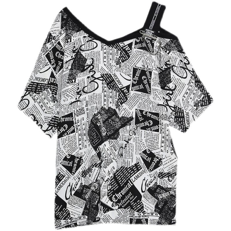 カジュアル ベアトップ お洒落 プリント Tシャツ カットソー＜U-3143＞