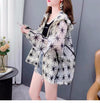 UVカット透け感  長袖  フード付き星柄ジャケット ブルゾン＜isf-2830＞