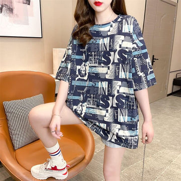 着心地抜群 プリント 女性力を高める Tシャツ カットソー ワンピース＜U-3355＞