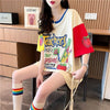 おすすめ アルファベット 個性派 プリントTシャツ ゆったり半袖＜U-8090＞