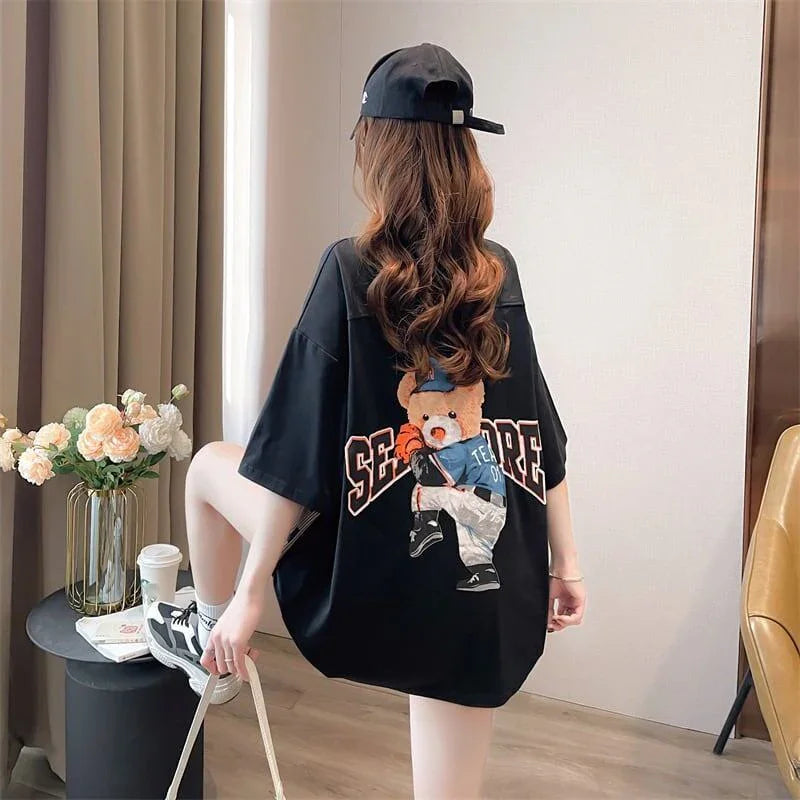 スタイリッシュ 3色選択可 一目惚れ カートゥーンプリント Tシャツ カットソー＜U-3091＞