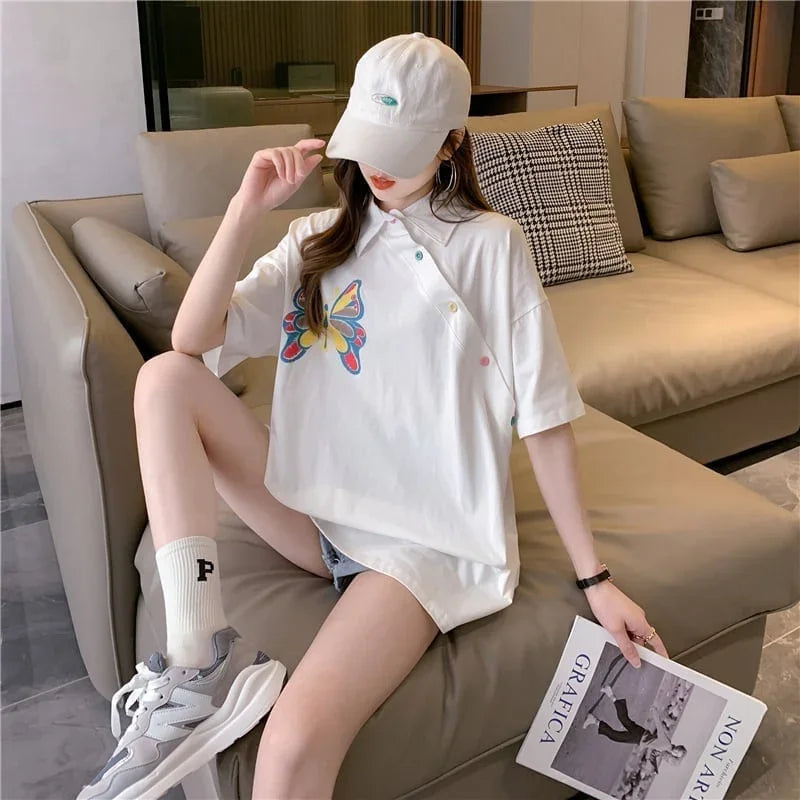 個性的なデザイン プリント 一目惚れ Tシャツ カットソー＜U-3044＞