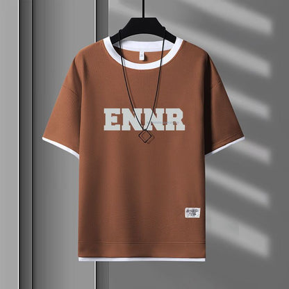男女兼用 プリント 配色 Tシャツ & ショーツ セットアップ U-80090
