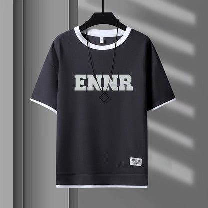 男女兼用 プリント 配色 Tシャツ & ショーツ セットアップ U-80090