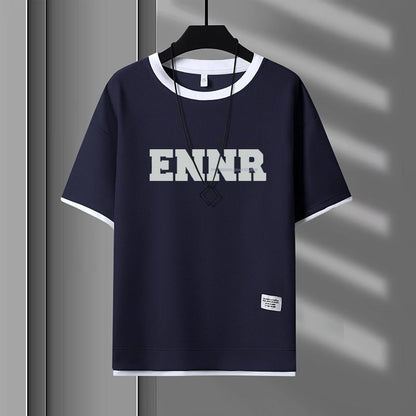 男女兼用 プリント 配色 Tシャツ & ショーツ セットアップ U-80090