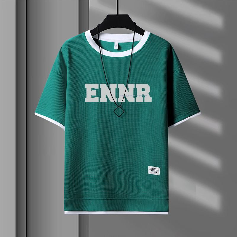 男女兼用 プリント 配色 Tシャツ & ショーツ セットアップ U-80090