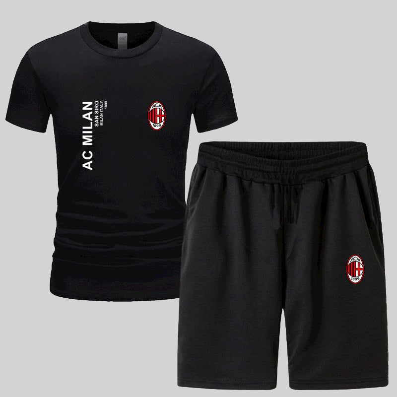 スポーツウェア ロゴ入り 半袖 Tシャツ + ハーフパンツ セットアップ U-13127