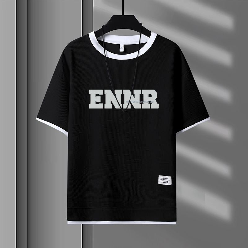 男女兼用 プリント 配色 Tシャツ & ショーツ セットアップ U-80090