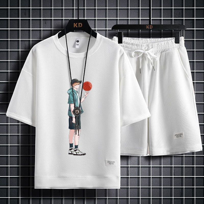 男女兼用 上質 プリント Tシャツ & ショーツ セットアップ U-13247