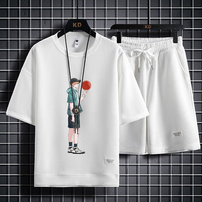 男女兼用 上質 プリント Tシャツ & ショーツ セットアップ U-13247