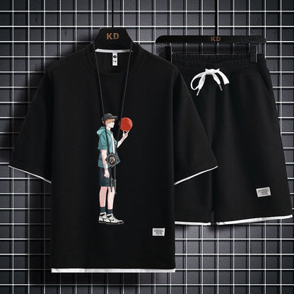 男女兼用 上質 プリント Tシャツ & ショーツ セットアップ U-13247