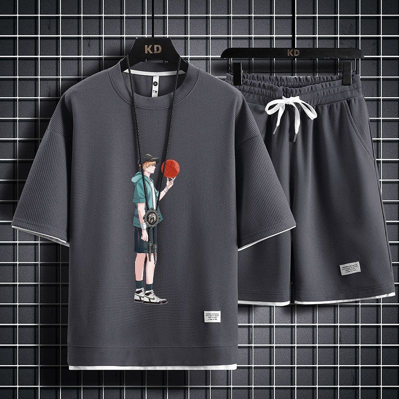男女兼用 上質 プリント Tシャツ & ショーツ セットアップ U-13247