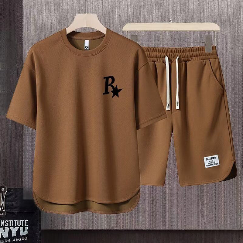 男女兼用 売れ筋 シンプル 半袖 Tシャツ & ショーツ セットアップ U-80007