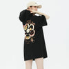 カジュアル フード付き プリント ロング Tシャツ F-50125