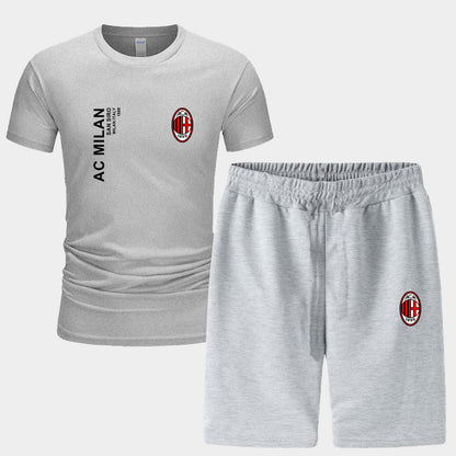 スポーツウェア ロゴ入り 半袖 Tシャツ + ハーフパンツ セットアップ U-13127