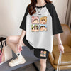 ルーズ レトロ プリント Tシャツ + ショートパンツ セットアップ U-13278