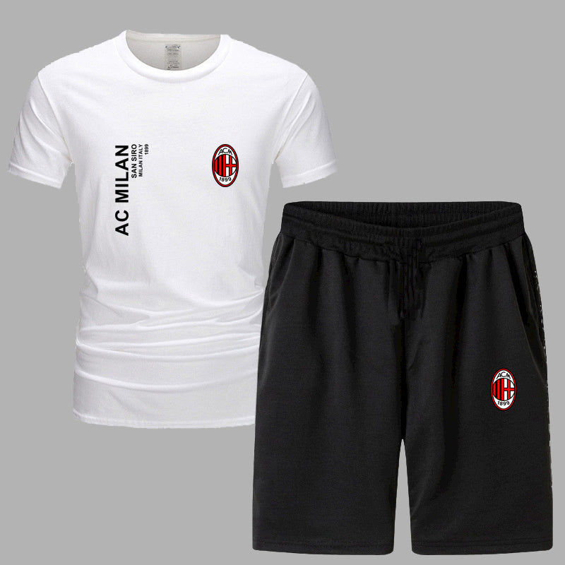 スポーツウェア ロゴ入り 半袖 Tシャツ + ハーフパンツ セットアップ U-13127