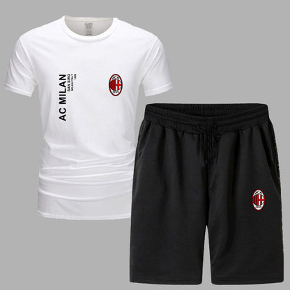 スポーツウェア ロゴ入り 半袖 Tシャツ + ハーフパンツ セットアップ U-13127