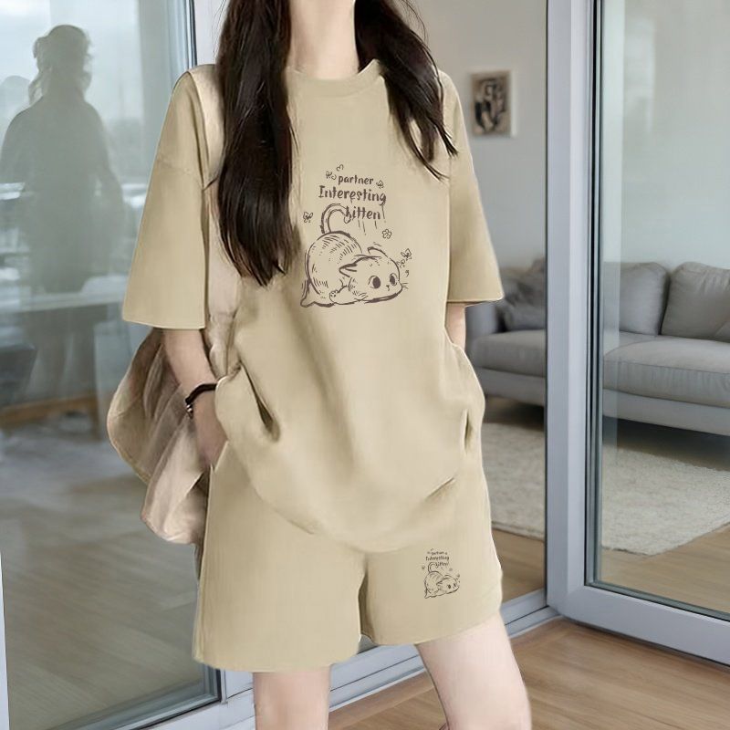 早い者勝ち プリント Tシャツ & ショーツ セットアップ U-80092