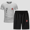 スポーツウェア ロゴ入り 半袖 Tシャツ + ハーフパンツ セットアップ U-13127