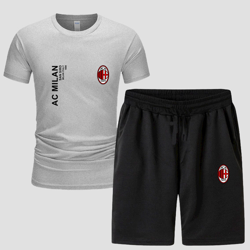 スポーツウェア ロゴ入り 半袖 Tシャツ + ハーフパンツ セットアップ U-13127