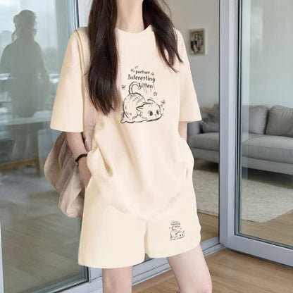 早い者勝ち プリント Tシャツ & ショーツ セットアップ U-80092