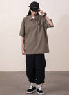 新作 ルーズシルエット ハーフジップ ポケット付き Tシャツ U-13134