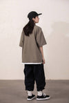 新作 ルーズシルエット ハーフジップ ポケット付き Tシャツ U-13134