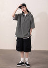 新作 ルーズシルエット ハーフジップ ポケット付き Tシャツ U-13134