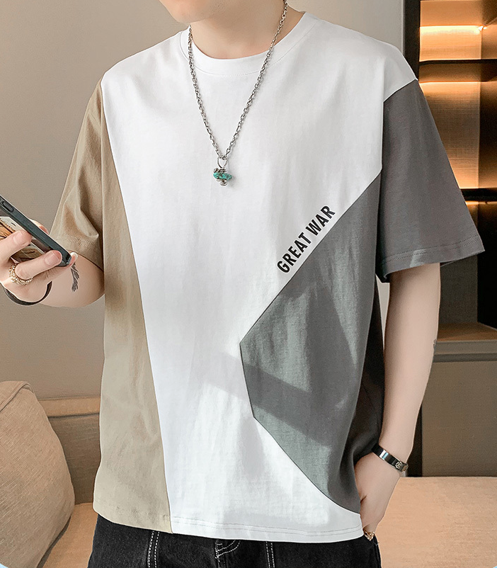 早い者勝ち 配色 ファッション 半袖 Tシャツ U-80062