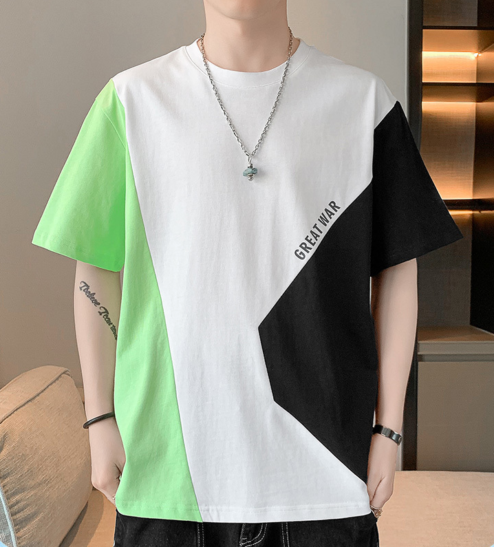 早い者勝ち 配色 ファッション 半袖 Tシャツ U-80062
