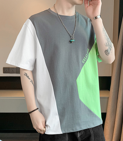 早い者勝ち 配色 ファッション 半袖 Tシャツ U-80062