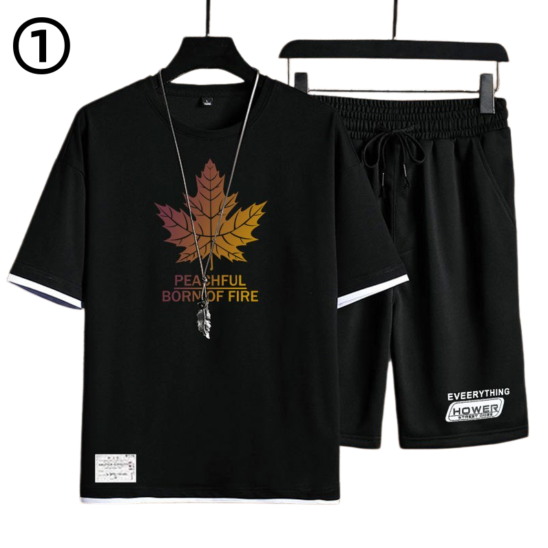 デザイン性抜群 カジュアル Tシャツ & ショーツ セットアップ U-80068