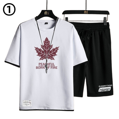 デザイン性抜群 カジュアル Tシャツ & ショーツ セットアップ U-80068