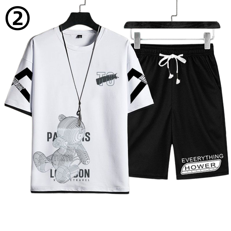 デザイン性抜群 カジュアル Tシャツ & ショーツ セットアップ U-80068