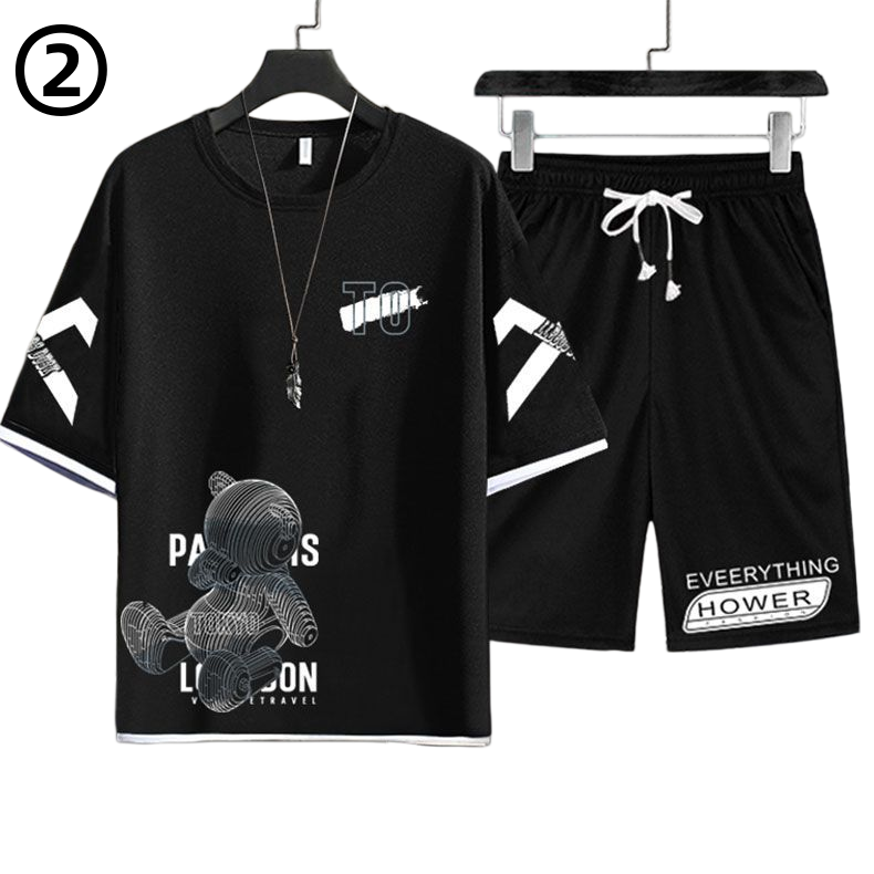 デザイン性抜群 カジュアル Tシャツ & ショーツ セットアップ U-80068