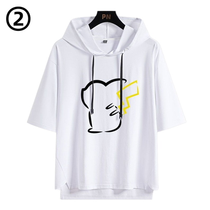 男女兼用 フッド付き カジュアル 半袖 Tシャツ U-13427