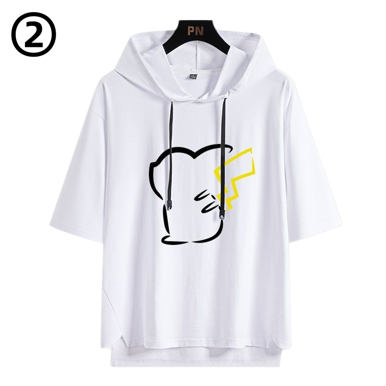 男女兼用 フッド付き カジュアル 半袖 Tシャツ U-13427