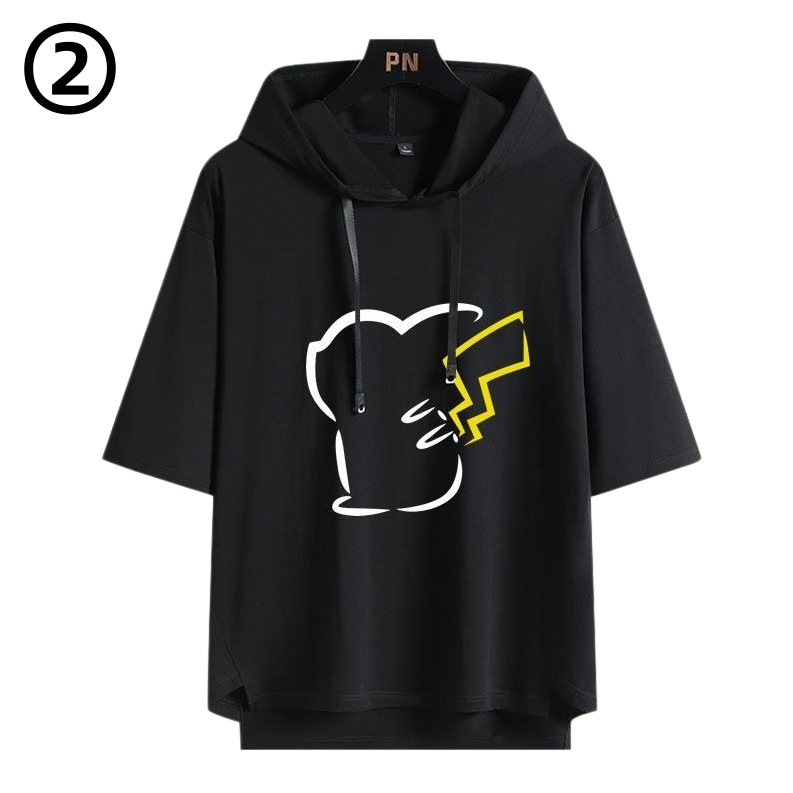 男女兼用 フッド付き カジュアル 半袖 Tシャツ U-13427