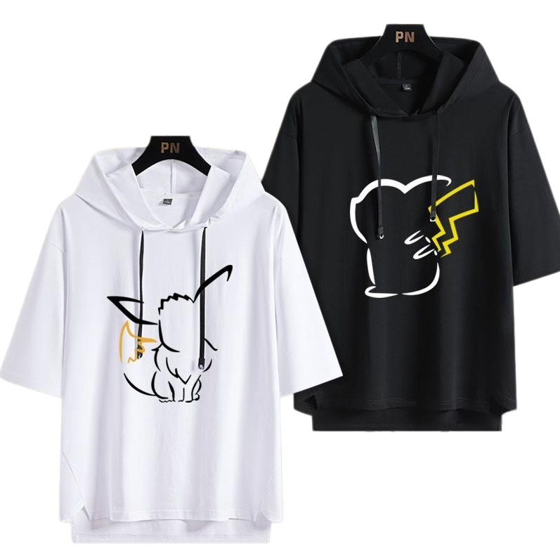 男女兼用 フッド付き カジュアル 半袖 Tシャツ U-13427