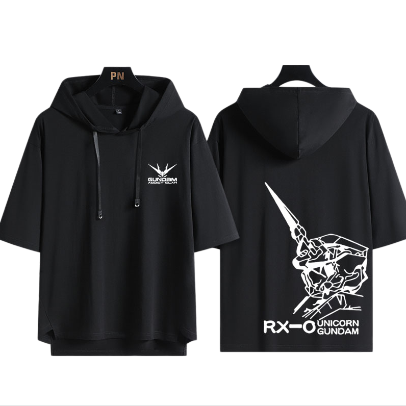 男女兼用 フッド付き カジュアル 半袖 Tシャツ U-13434