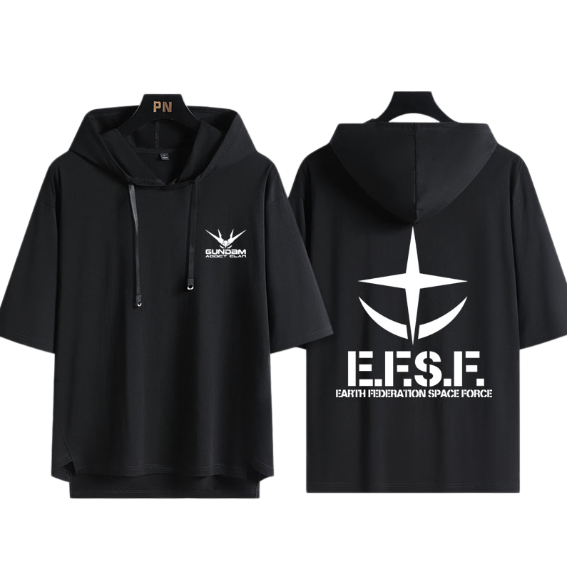 男女兼用 フッド付き カジュアル 半袖 Tシャツ U-13434
